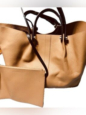 All Saints Allington Pebbled Leather Tote Palisade w/Zipper Pouch